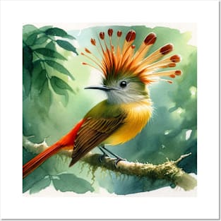 Colorful Royal Flycatcher - Watercolor Bird Posters and Art